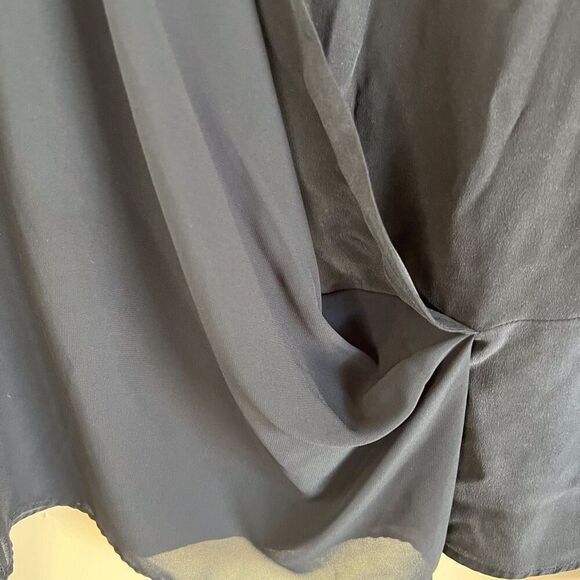 AllSaints Womens Silk Chiffon Wrap Blouse Black Size 2 Career Dressy Wear - Picture 7 of 7